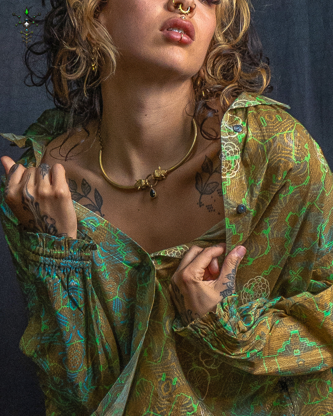 Shirt Woman Longsleeve FRUFRU / Cotton Voile Gold Lurex - SANDZ